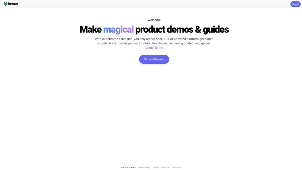 Hexus website screenshot