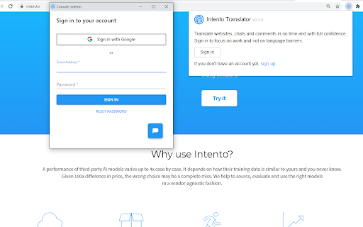 Intento Translator website screenshot