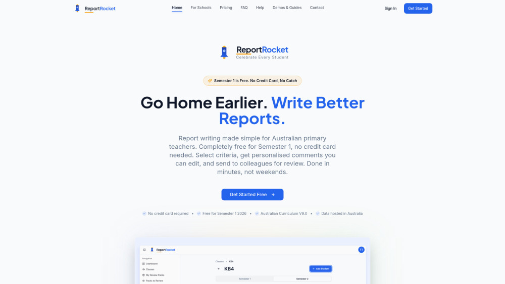 Reportrocket website screenshot