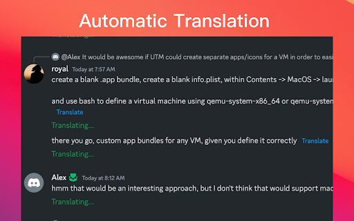 Discord Translator website screenshot