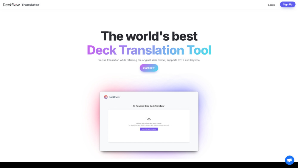Deckflow Ppt Translator website screenshot