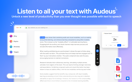 Text To Speech Tts Read Aloud Voice Reader By Audeus website screenshot