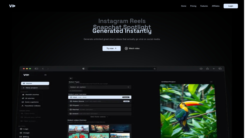 Vid Ai website screenshot