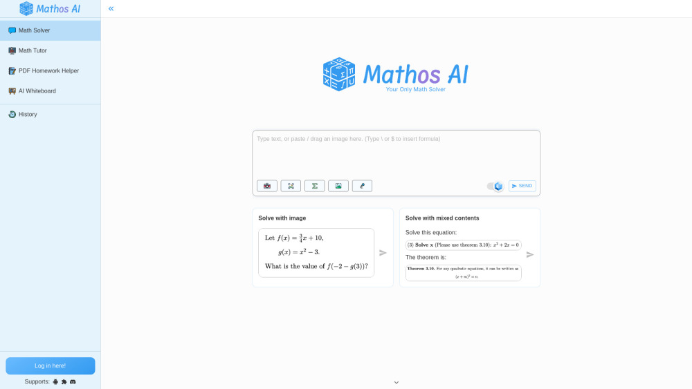 Mathos Ai Math Solver Calculator website screenshot