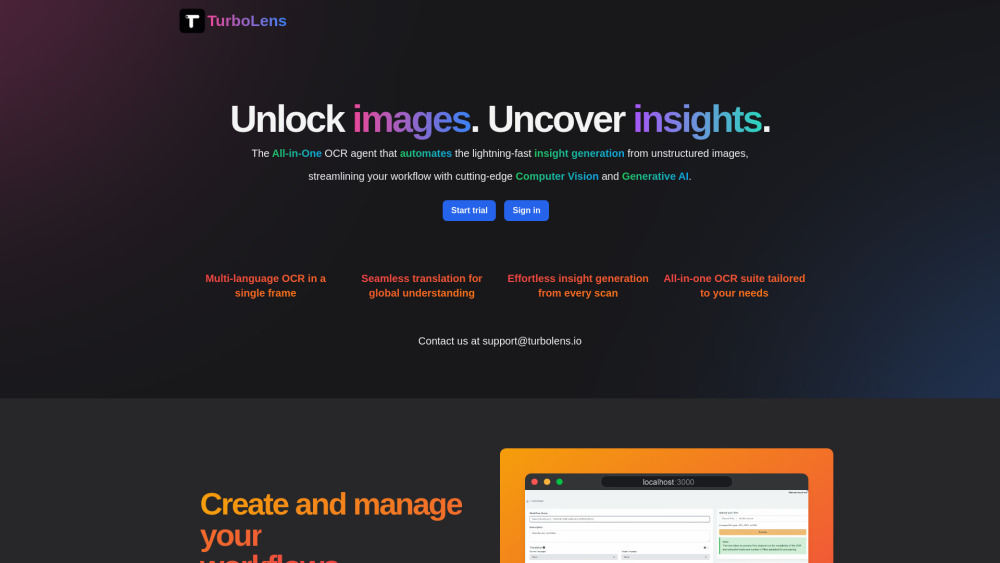 Turbolens website screenshot