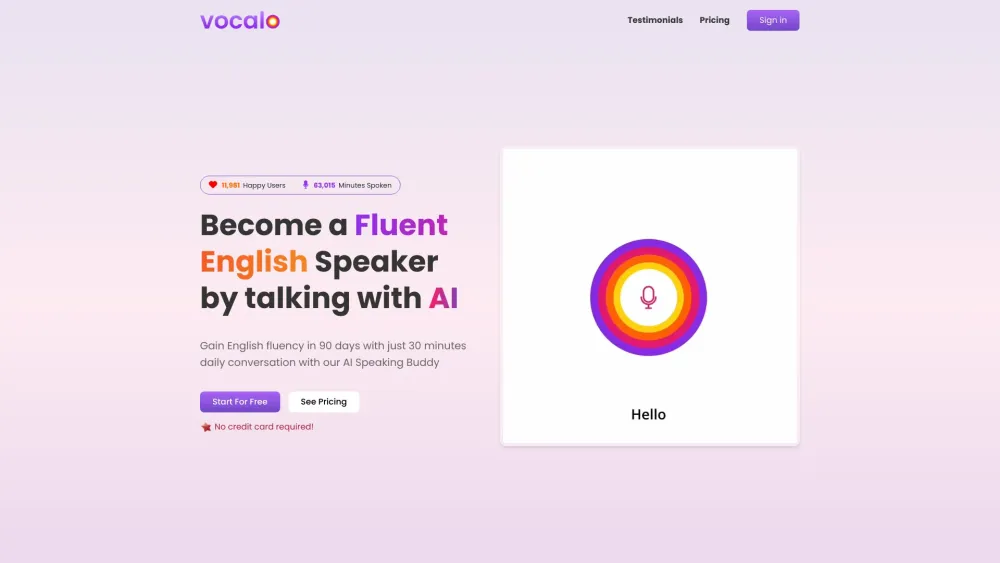 Vocalo.ai website screenshot