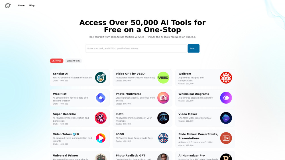 TheeeAI website screenshot