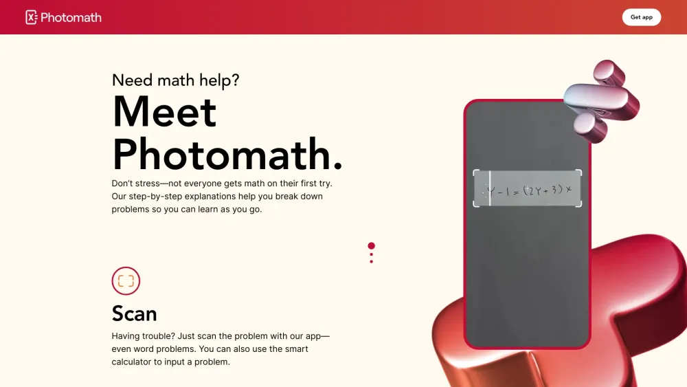 Photomath App website screenshot