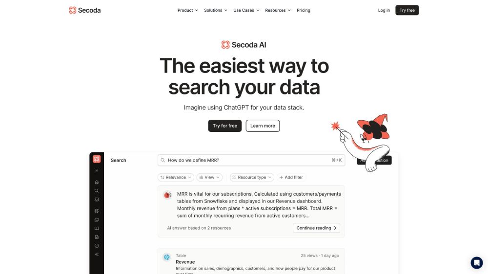 Secoda Ai website screenshot