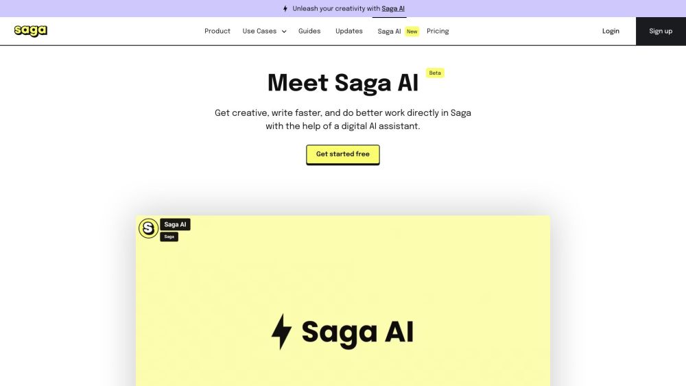 Saga Ai website screenshot