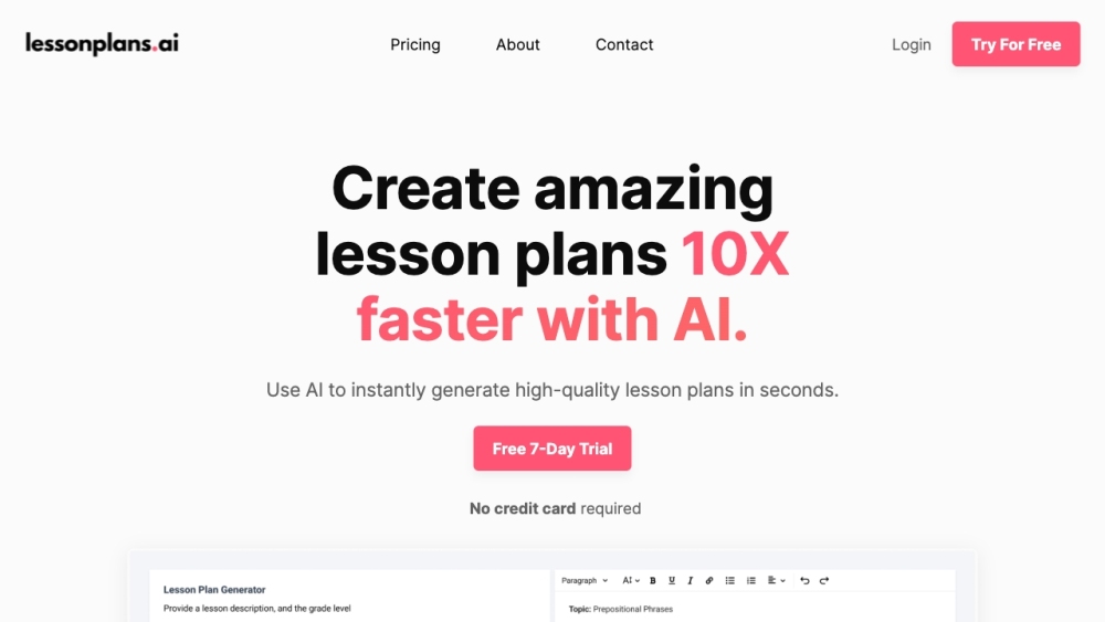 Lessonplans Ai website screenshot