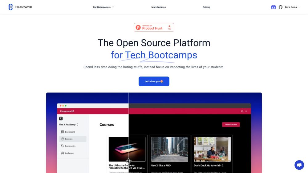 Classroomio website screenshot