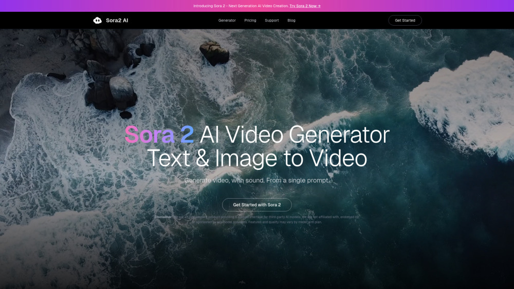 Sora 2 Ai Video Generator website screenshot