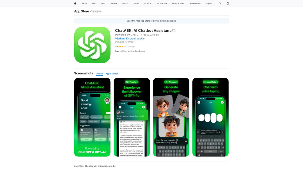 Chatask Ai Chatbot Assistant website screenshot