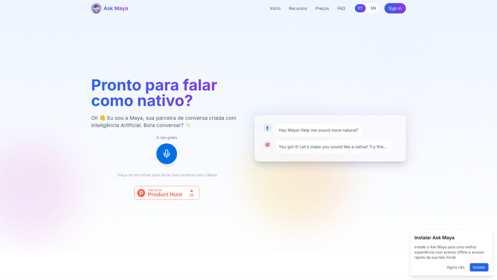 Ask Maya website screenshot