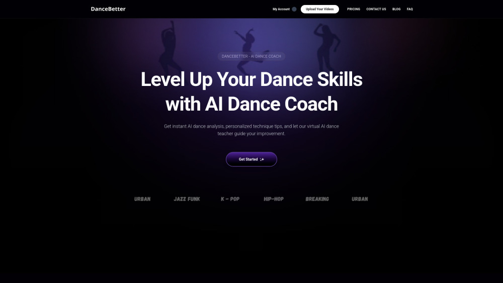 Dancebetter website screenshot