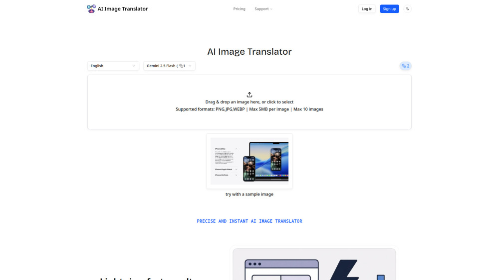 Ai Image Translator website screenshot