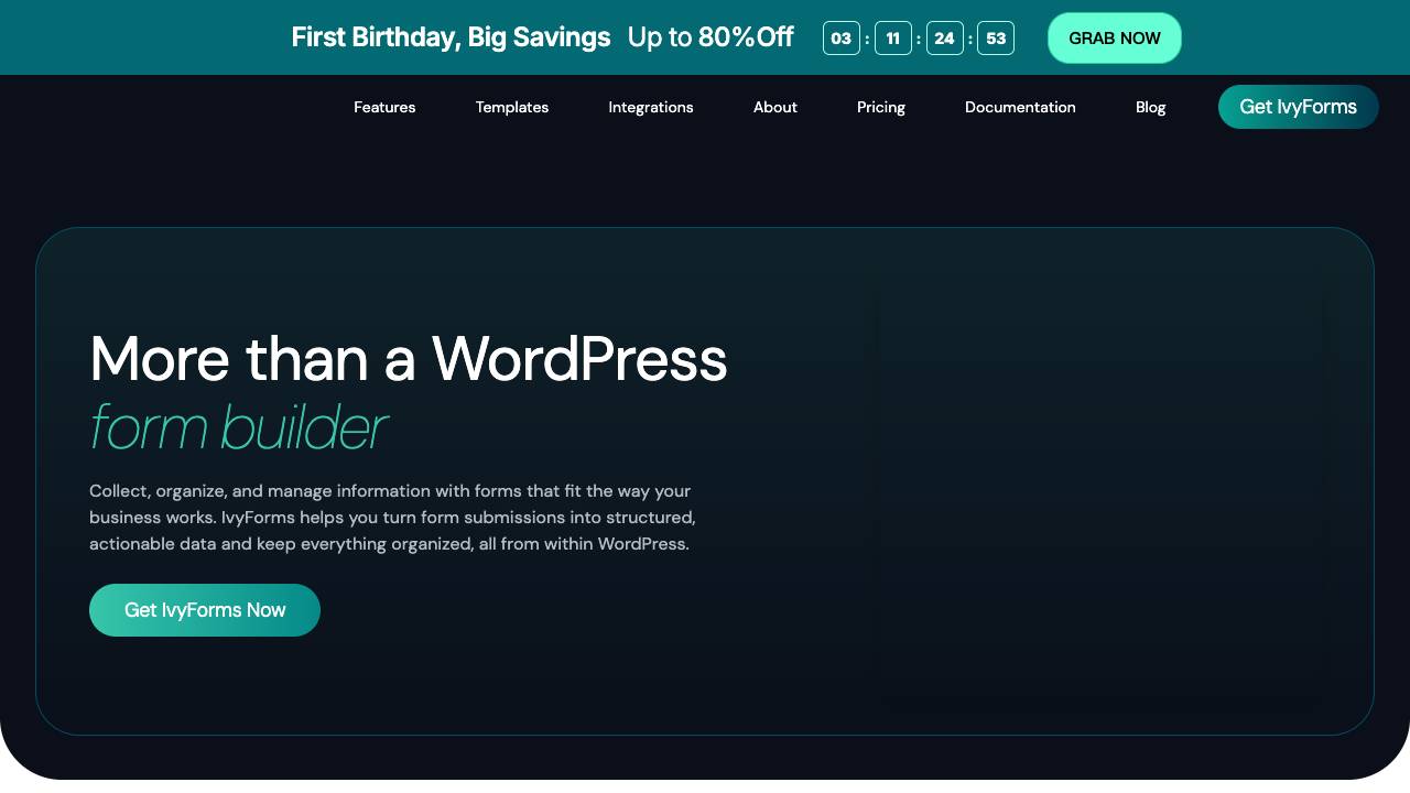 IvyForms website screenshot