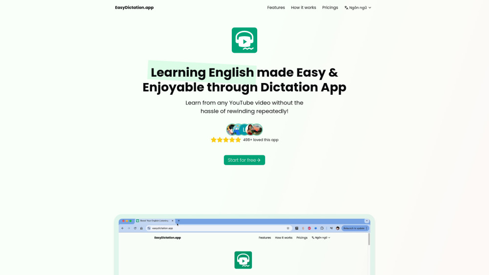 Easydictation App website screenshot