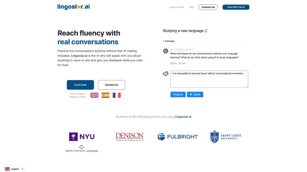 Lingostar Ai website screenshot