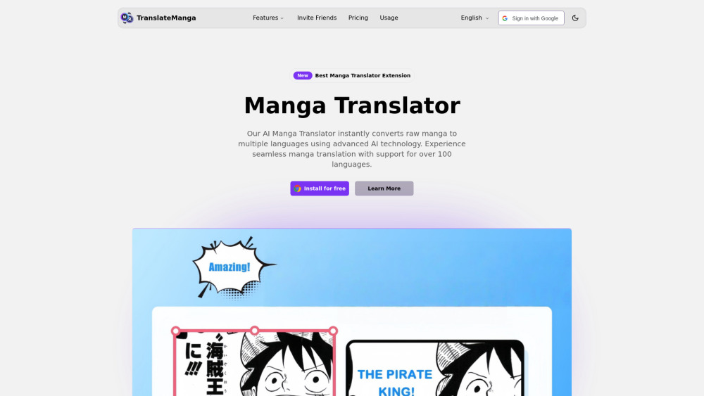Manga Translator website screenshot