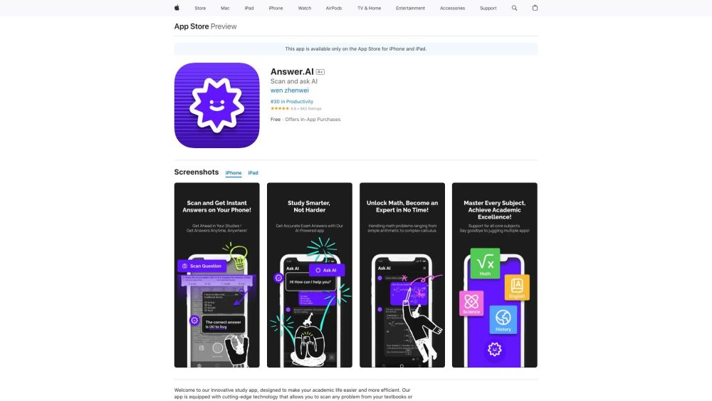 Answer Ai website screenshot