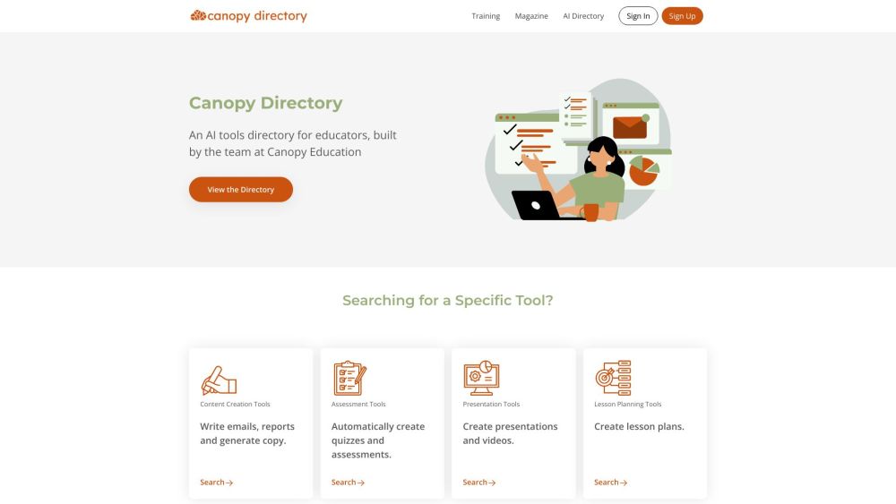 Canopy Directory website screenshot