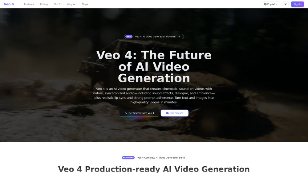 Veo 4 website screenshot