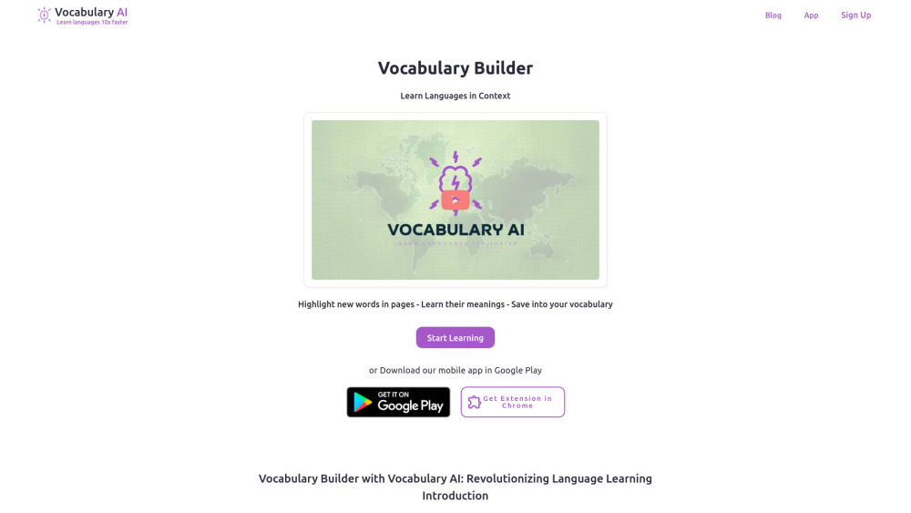 Vocabulary Builder website screenshot
