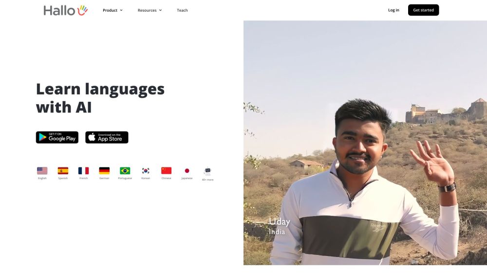 Hallo Ai Language Learning website screenshot