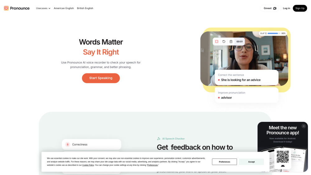 Pronounce website screenshot