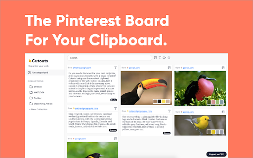 Cutouts website screenshot