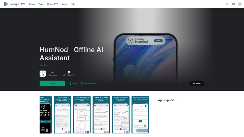 Humnod Offline Ai Assistant website screenshot