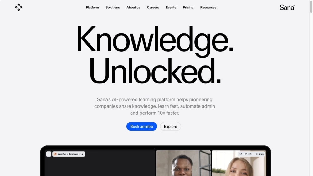 Sana website screenshot