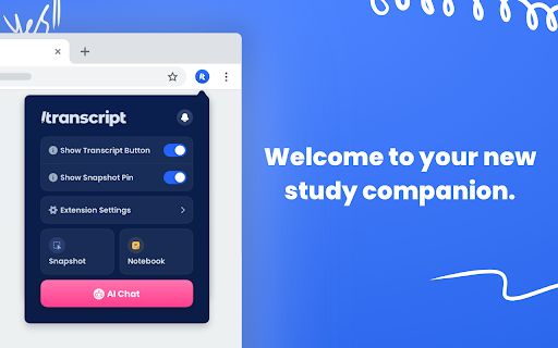 Transcript Ai Study Companion website screenshot