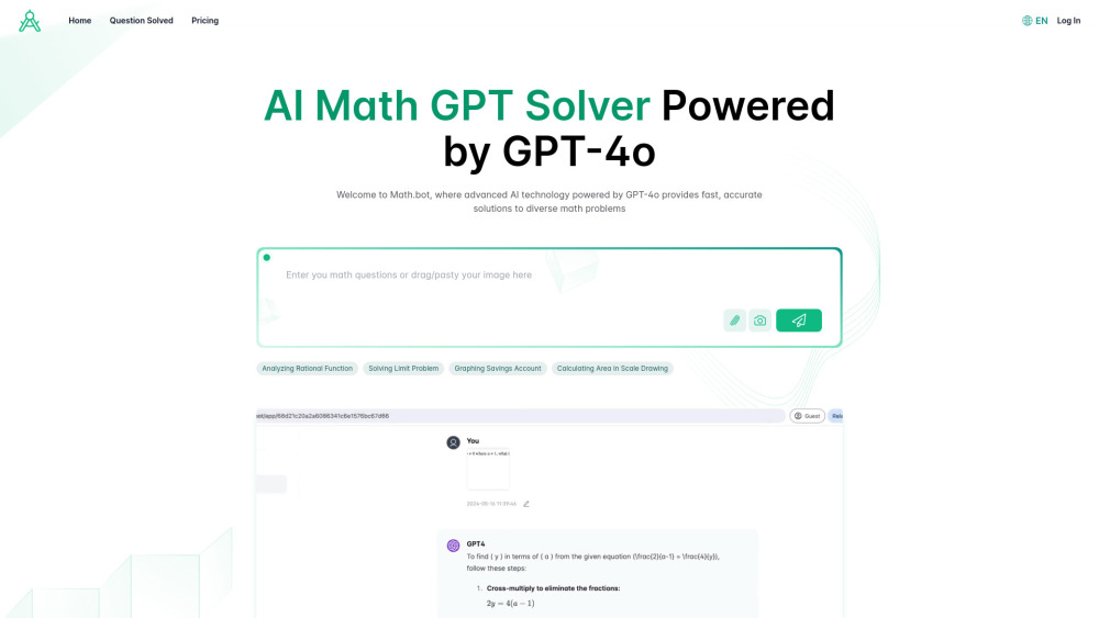Math Bot Ai Math Solver By Gpt 4O website screenshot