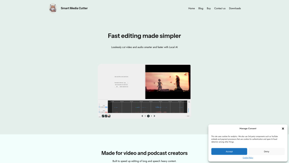 Smart Media Cutter website screenshot