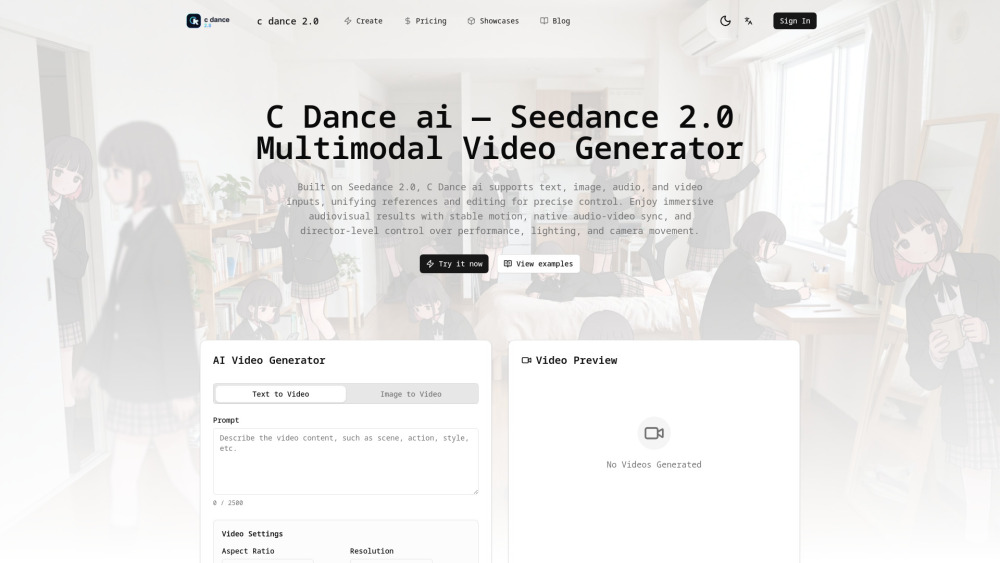 Seedance 2 0 Net website screenshot