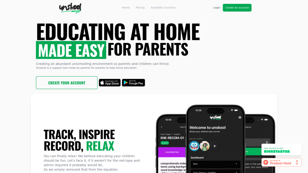 Unskool website screenshot