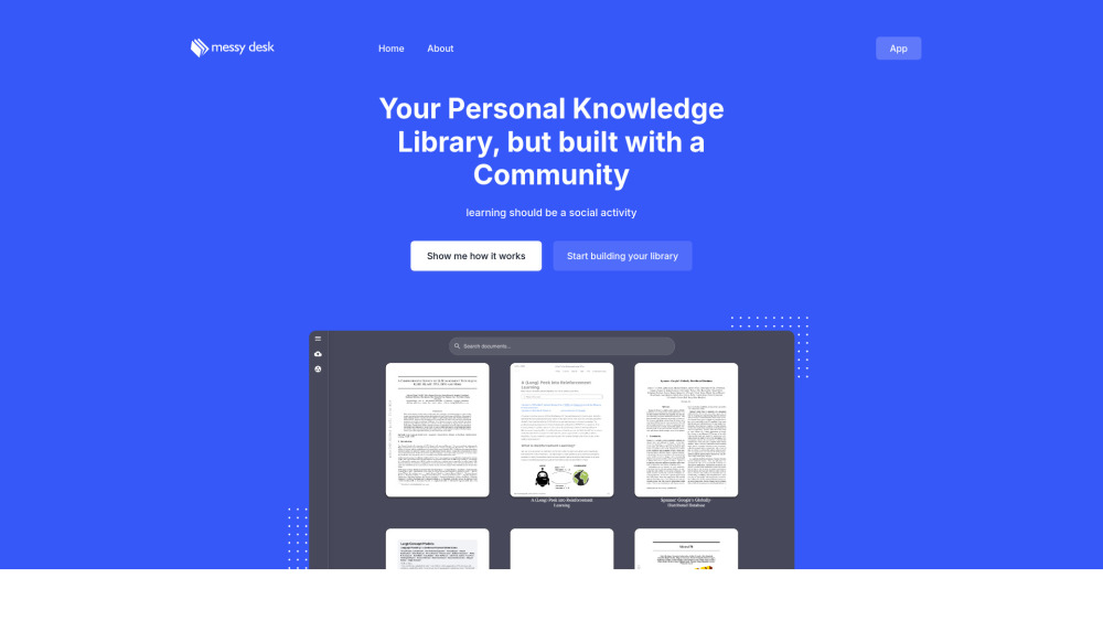Messy Desk website screenshot