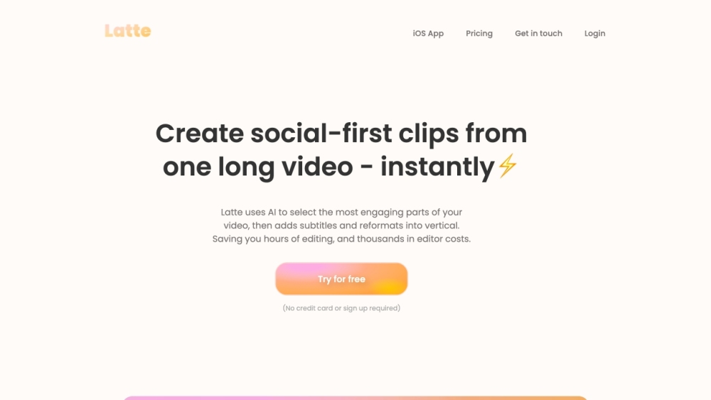Latte website screenshot