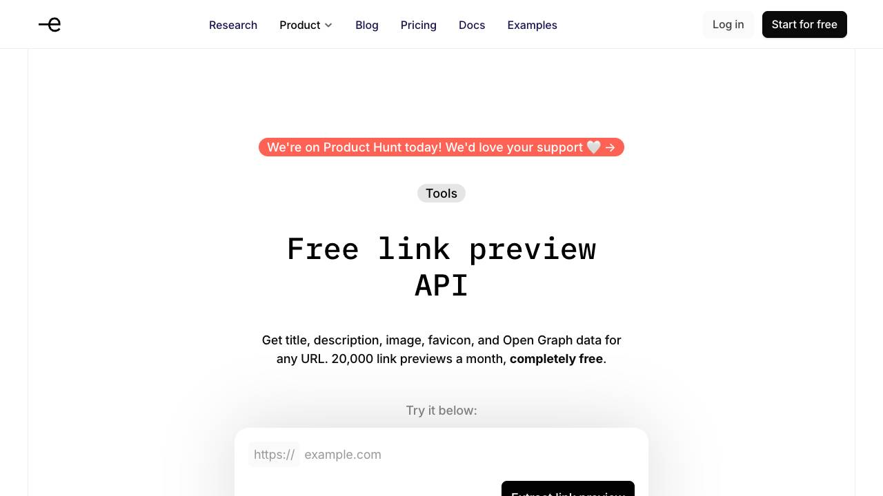 Link Preview API website screenshot