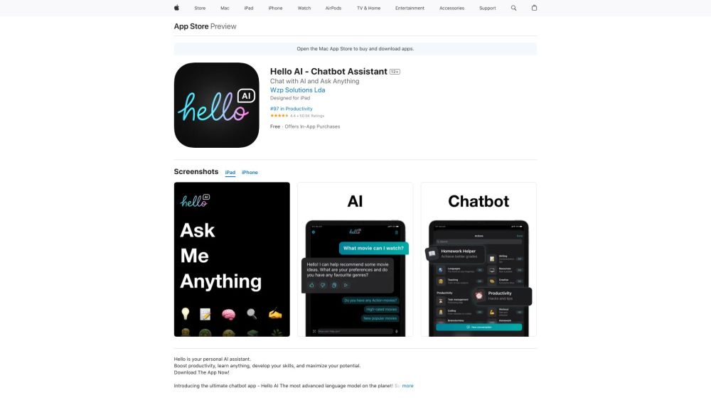 Hello Ai Chatbot Assistant website screenshot