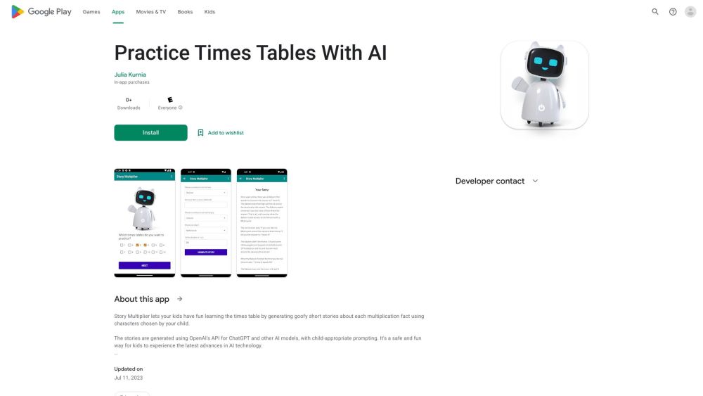Practice Times Tables With AI website screenshot