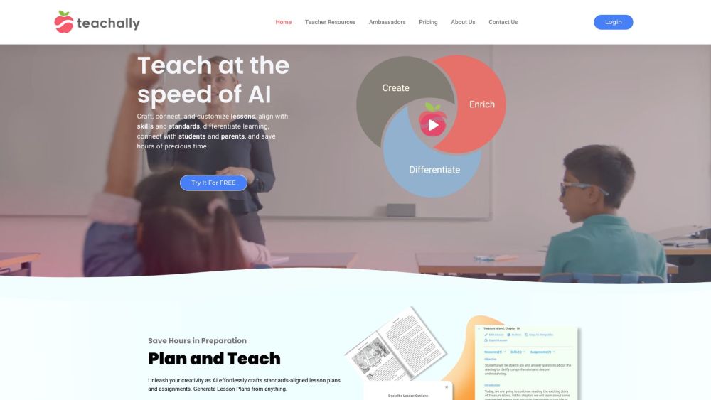 Teachally website screenshot