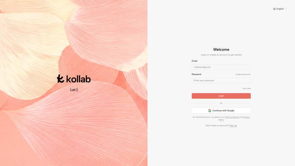 Kollab website screenshot