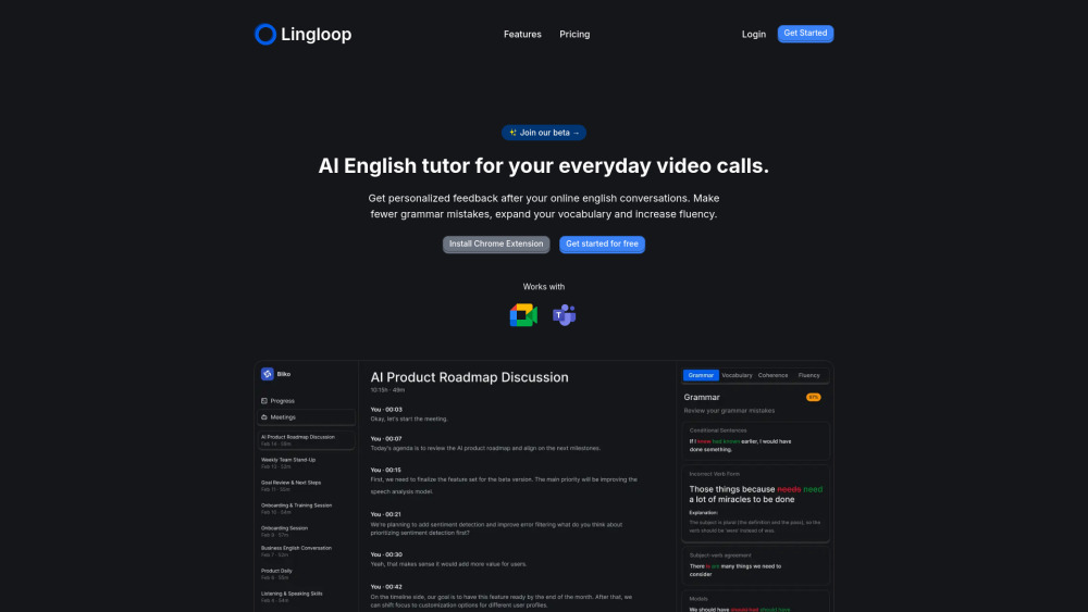 Lingloop website screenshot