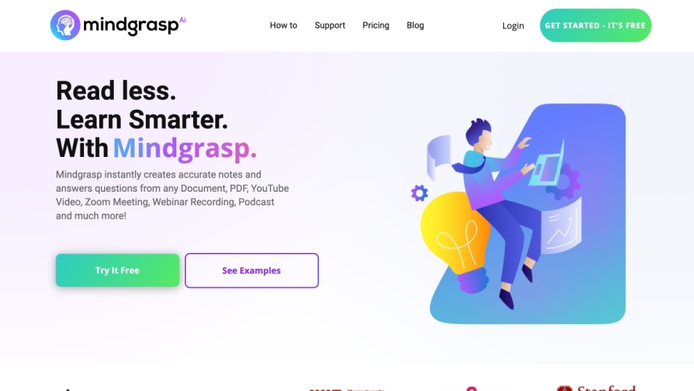 Mindgrasp website screenshot