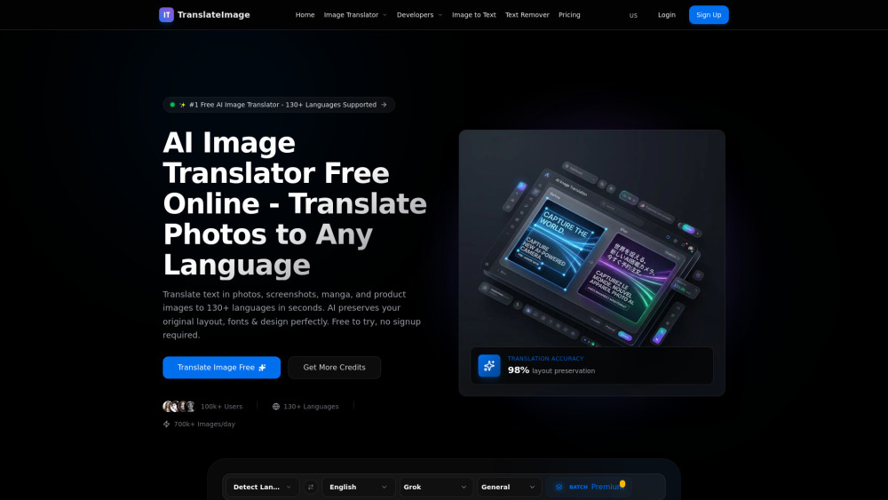 Translateimage Io website screenshot