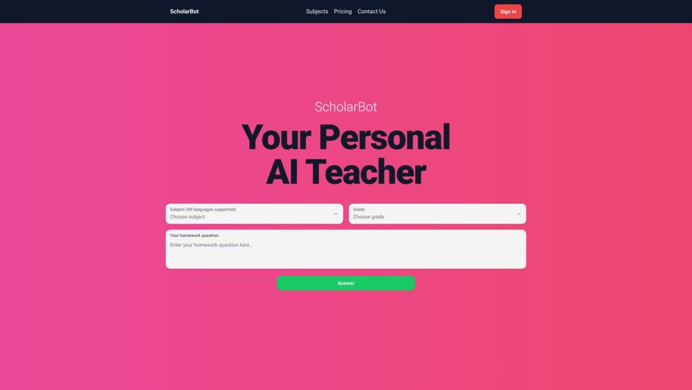 Scholarbot Ai website screenshot
